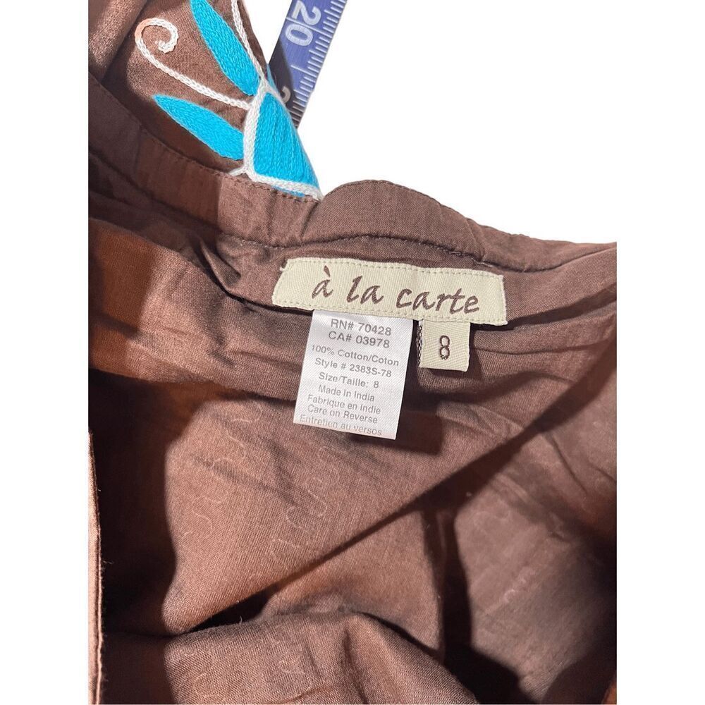 A La Carte Brown Cotton Embroidered Skirt, Size 8 boho modest - Picture 7 of 8